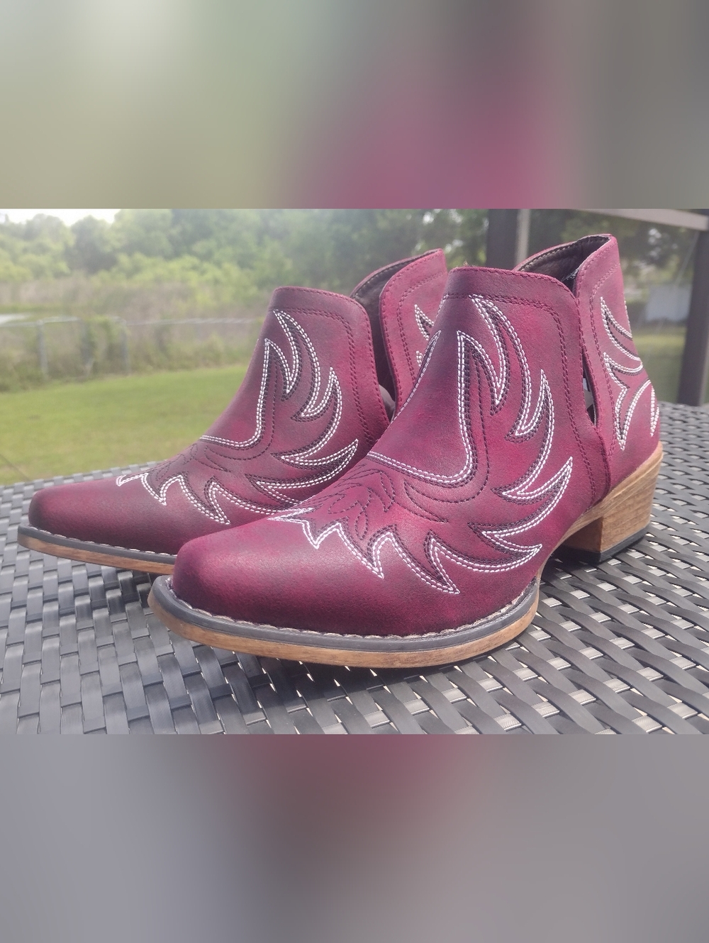 ROPER Womens Red Ava Western Ankle Western Cowboy Boots